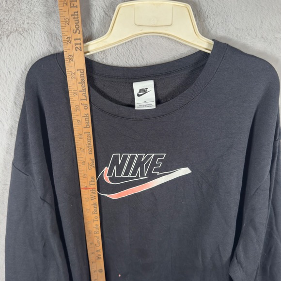 Nike Womens Plus Size 1X Black Graphic Logo Fleece Pullover Sweatshirt Relaxed - Picture 5 of 8